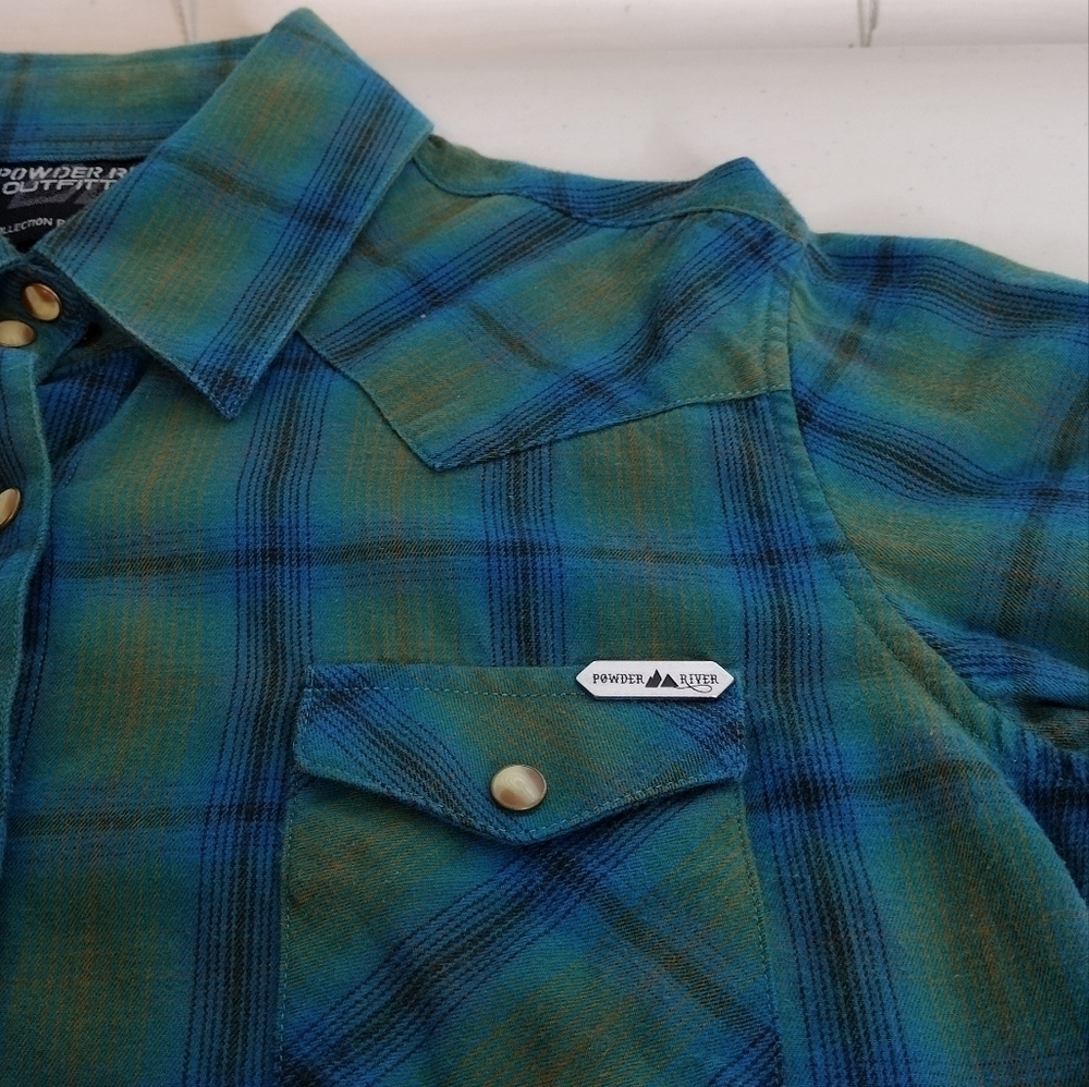 Panhandle Slim Powder River Outfitters Plaid Flannel Western Button Down Shirt - Picture 10 of 14